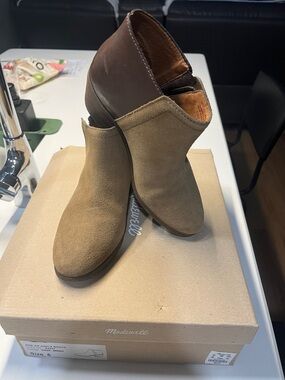 Madewell Tan Suede and Brown Leather Ankle Booties